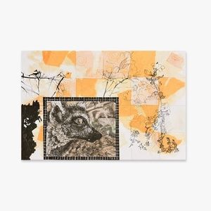 original mixed medium flowers and animal photography art paper background ink‌